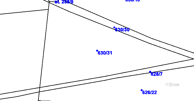 Parcela st. 630/31 v KÚ Robousy, Katastrální mapa