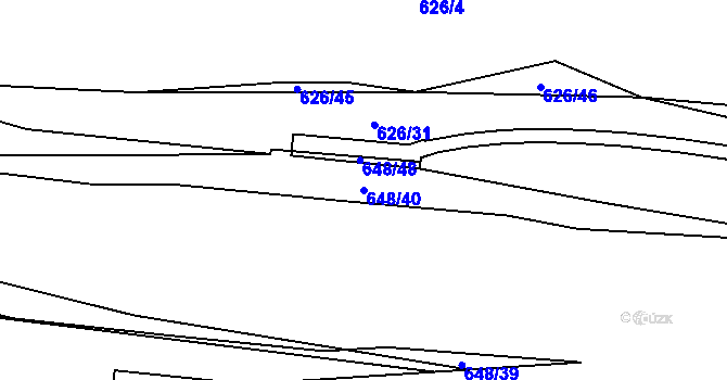 Parcela st. 648/40 v KÚ Robousy, Katastrální mapa