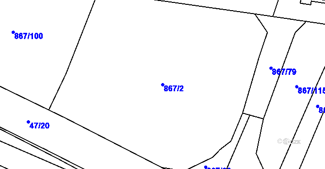 Parcela st. 867/2 v KÚ Robousy, Katastrální mapa
