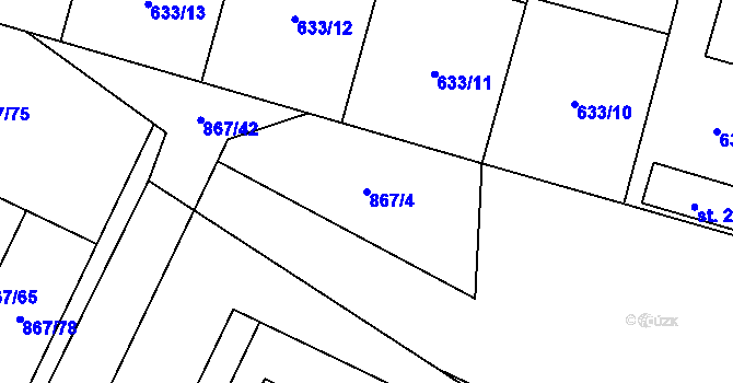 Parcela st. 867/4 v KÚ Robousy, Katastrální mapa