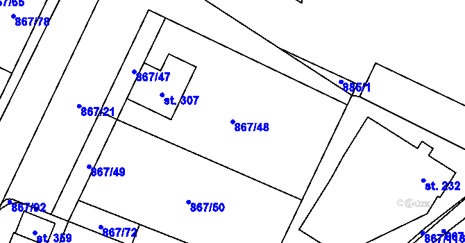 Parcela st. 867/48 v KÚ Robousy, Katastrální mapa