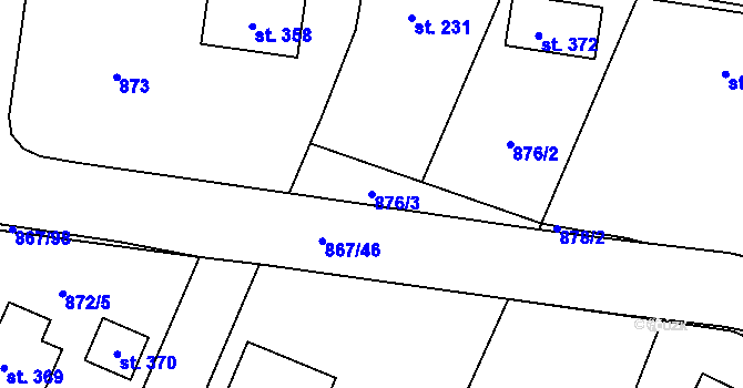 Parcela st. 876/3 v KÚ Robousy, Katastrální mapa