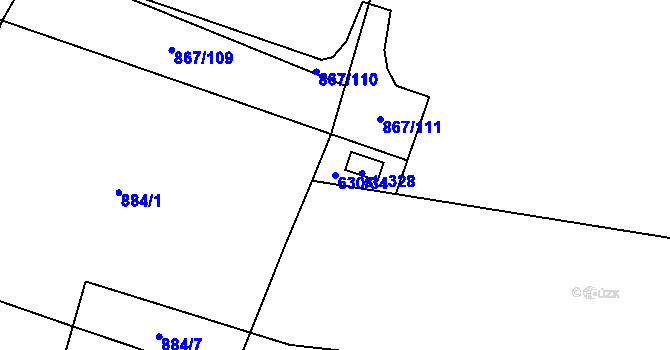 Parcela st. 630/34 v KÚ Robousy, Katastrální mapa