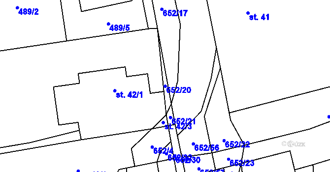 Parcela st. 652/20 v KÚ Robousy, Katastrální mapa