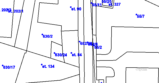 Parcela st. 652/36 v KÚ Robousy, Katastrální mapa