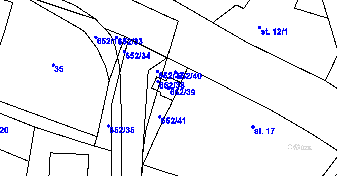 Parcela st. 652/39 v KÚ Robousy, Katastrální mapa