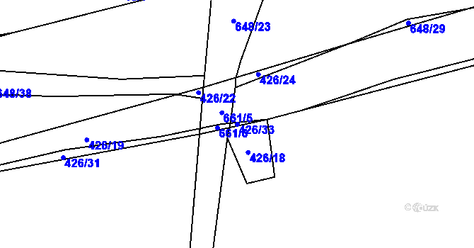 Parcela st. 426/33 v KÚ Robousy, Katastrální mapa