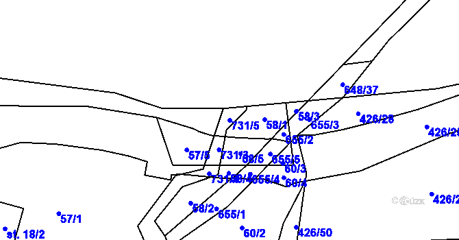 Parcela st. 731/5 v KÚ Robousy, Katastrální mapa