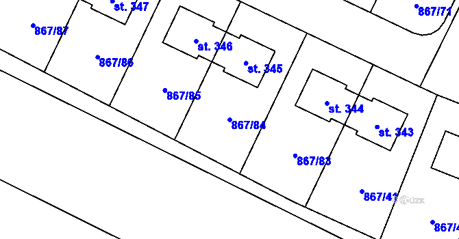 Parcela st. 867/84 v KÚ Robousy, Katastrální mapa