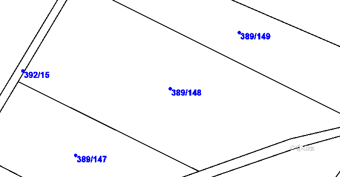 Parcela st. 389/148 v KÚ Robousy, Katastrální mapa