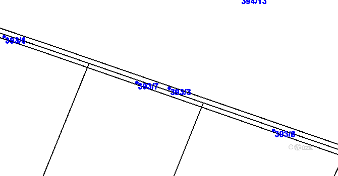 Parcela st. 393/3 v KÚ Robousy, Katastrální mapa