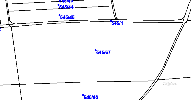 Parcela st. 545/67 v KÚ Robousy, Katastrální mapa