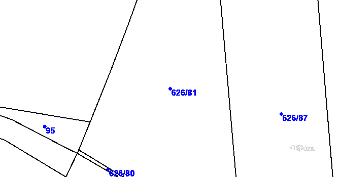 Parcela st. 626/81 v KÚ Robousy, Katastrální mapa