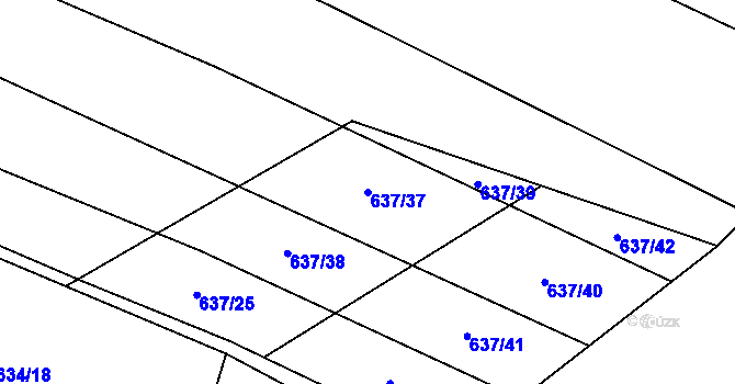 Parcela st. 637/37 v KÚ Robousy, Katastrální mapa