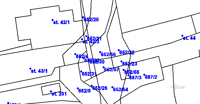 Parcela st. 652/56 v KÚ Robousy, Katastrální mapa