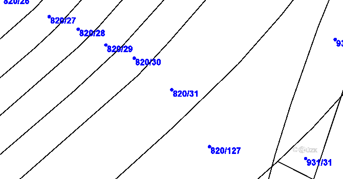 Parcela st. 820/31 v KÚ Robousy, Katastrální mapa