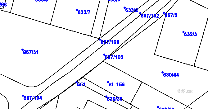 Parcela st. 867/103 v KÚ Robousy, Katastrální mapa