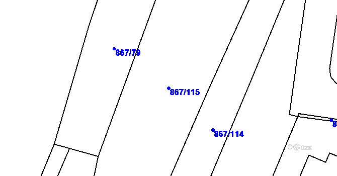 Parcela st. 867/115 v KÚ Robousy, Katastrální mapa