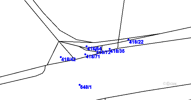 Parcela st. 418/72 v KÚ Robousy, Katastrální mapa