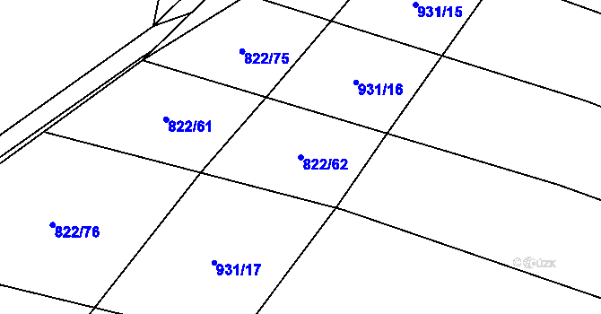 Parcela st. 822/62 v KÚ Robousy, Katastrální mapa