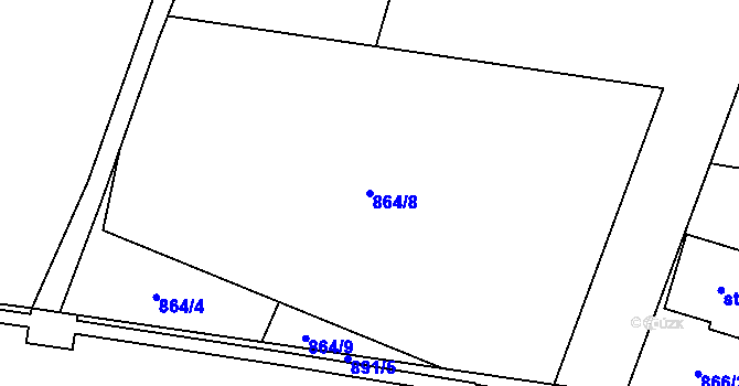 Parcela st. 864/8 v KÚ Robousy, Katastrální mapa