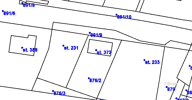 Parcela st. 372 v KÚ Robousy, Katastrální mapa