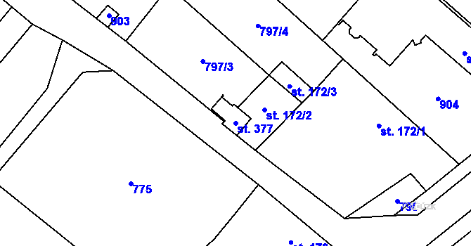 Parcela st. 377 v KÚ Robousy, Katastrální mapa