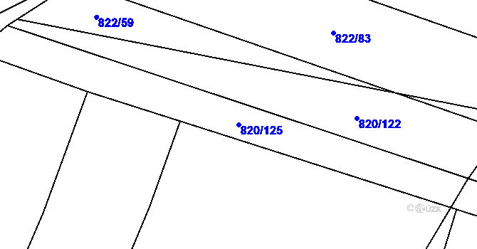 Parcela st. 820/125 v KÚ Robousy, Katastrální mapa