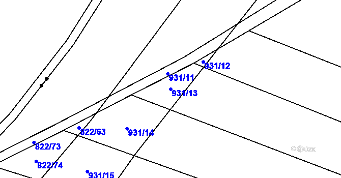 Parcela st. 931/13 v KÚ Robousy, Katastrální mapa