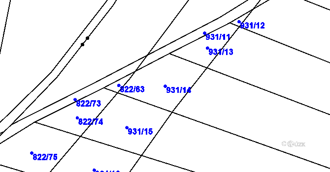 Parcela st. 931/14 v KÚ Robousy, Katastrální mapa