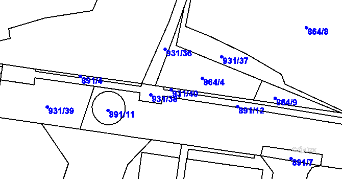Parcela st. 931/40 v KÚ Robousy, Katastrální mapa