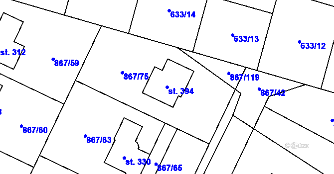 Parcela st. 394 v KÚ Robousy, Katastrální mapa