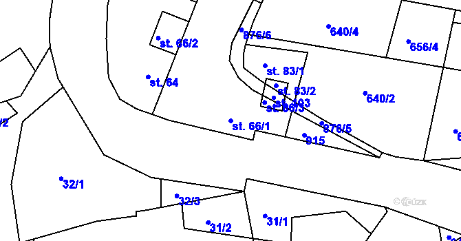 Parcela st. 66/1 v KÚ Břínkov, Katastrální mapa