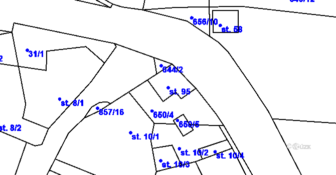 Parcela st. 95 v KÚ Břínkov, Katastrální mapa