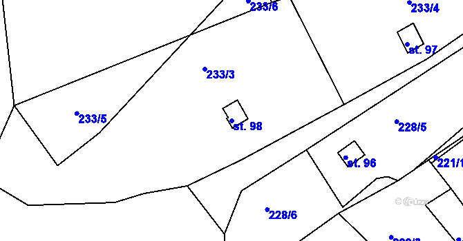 Parcela st. 98 v KÚ Břínkov, Katastrální mapa