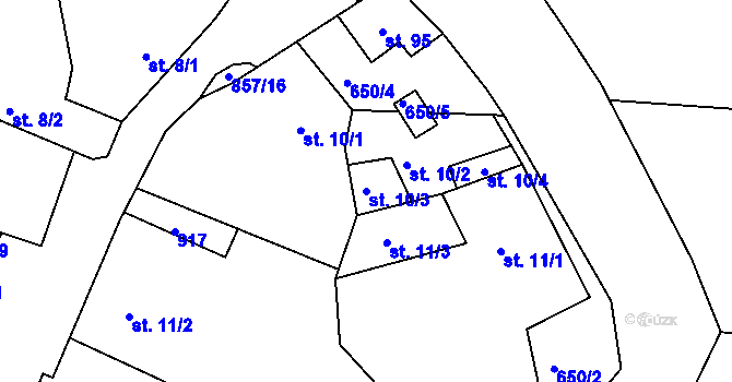 Parcela st. 10/3 v KÚ Břínkov, Katastrální mapa