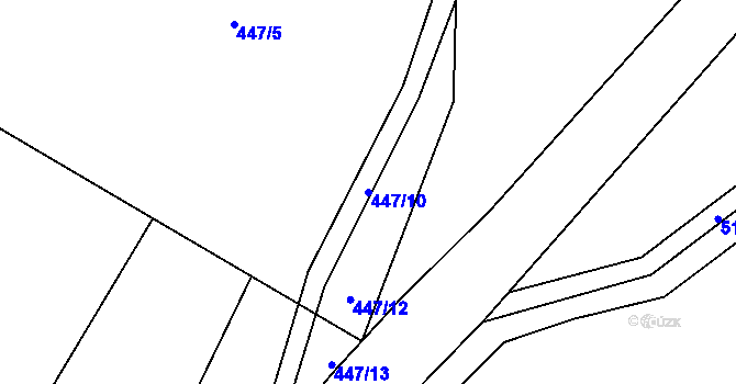 Parcela st. 447/10 v KÚ Břínkov, Katastrální mapa