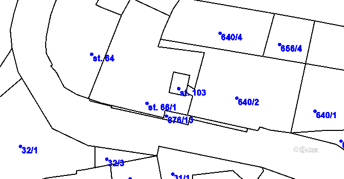 Parcela st. 66/3 v KÚ Břínkov, Katastrální mapa
