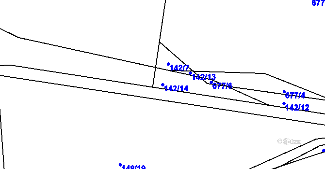 Parcela st. 142/14 v KÚ Břínkov, Katastrální mapa