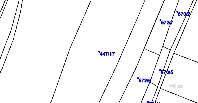 Parcela st. 447/17 v KÚ Břínkov, Katastrální mapa