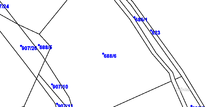 Parcela st. 688/6 v KÚ Břínkov, Katastrální mapa