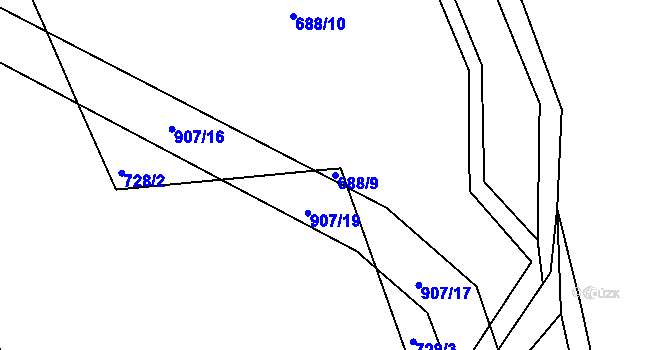 Parcela st. 688/9 v KÚ Břínkov, Katastrální mapa
