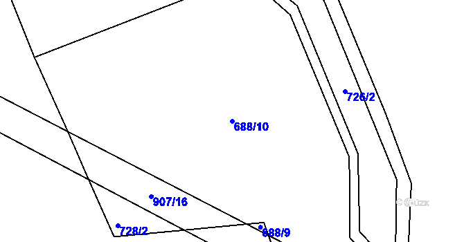 Parcela st. 688/10 v KÚ Břínkov, Katastrální mapa