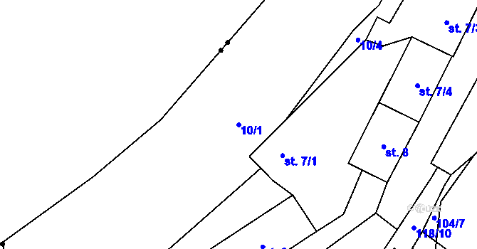 Parcela st. 10/1 v KÚ Dolní Ročov, Katastrální mapa