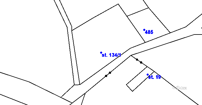 Parcela st. 134/1 v KÚ Horní Ročov, Katastrální mapa