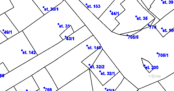 Parcela st. 140 v KÚ Horní Ročov, Katastrální mapa