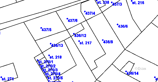 Parcela st. 217 v KÚ Horní Ročov, Katastrální mapa