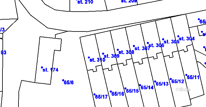Parcela st. 309 v KÚ Horní Ročov, Katastrální mapa