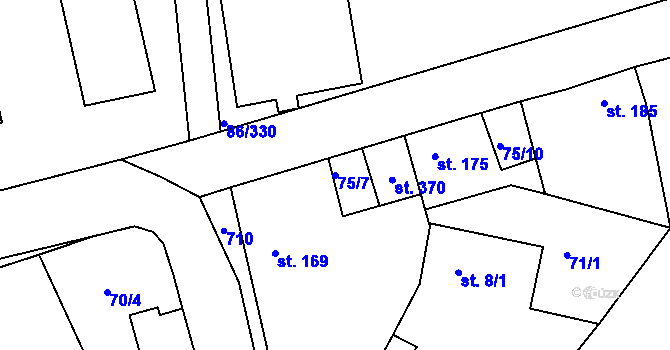 Parcela st. 75/7 v KÚ Horní Ročov, Katastrální mapa