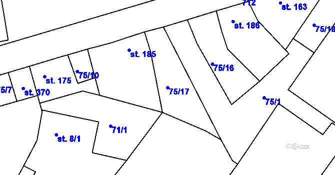 Parcela st. 75/17 v KÚ Horní Ročov, Katastrální mapa